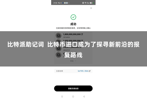 比特派助记词  比特币进口成为了探寻新前沿的报复路线